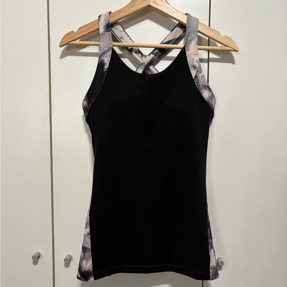 Lucy Black Tank with Pastel Tie-Dye Trim